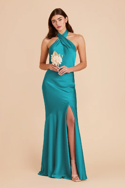 Stephanie Matte Satin Dress - Teal