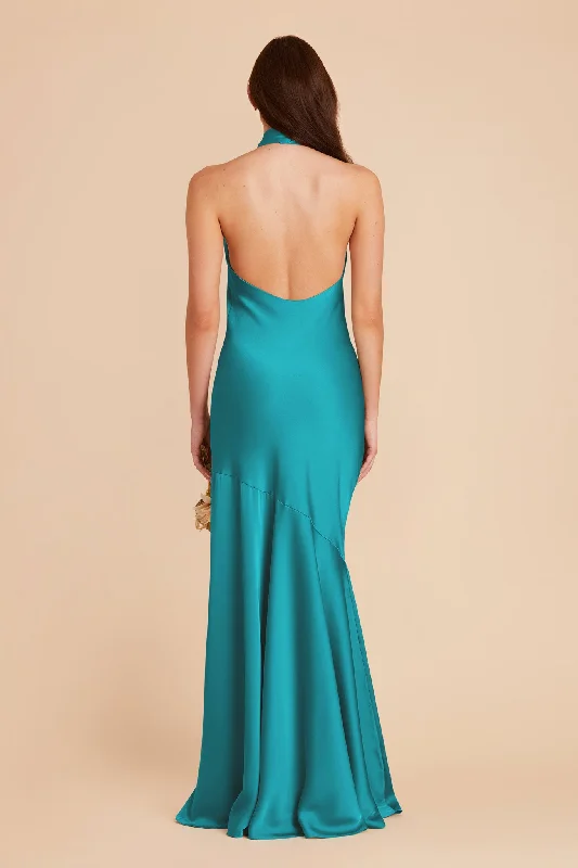 Stephanie Matte Satin Dress - Teal